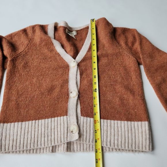 Yes Lola Womens Knit Crop Sweater Baggy Chunky Brown Button Up Cardigan Small - Picture 9 of 11